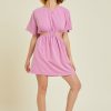 Washed Cotton Mini Dress T Shirt Style Cutout