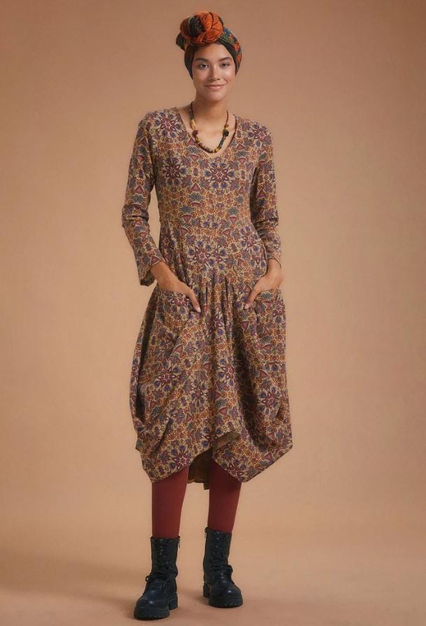 V Neck Boho Long Sleeve Asymmetric Dress With V Neck Boho Long Sleeve Asymmetric Dress With